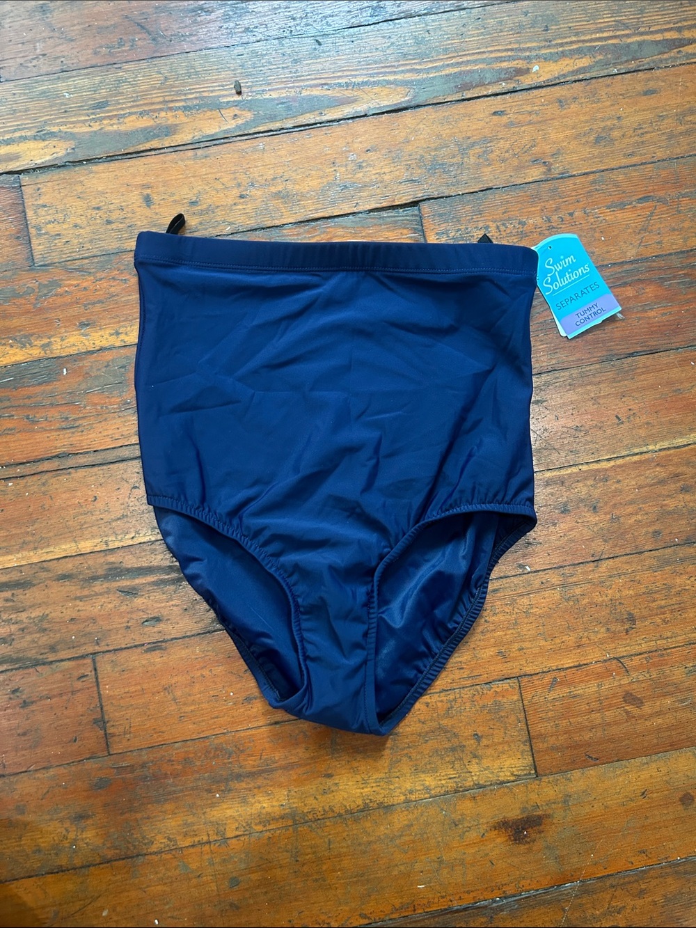 Swim Solutions Navy High-Waist Bikini Bottoms